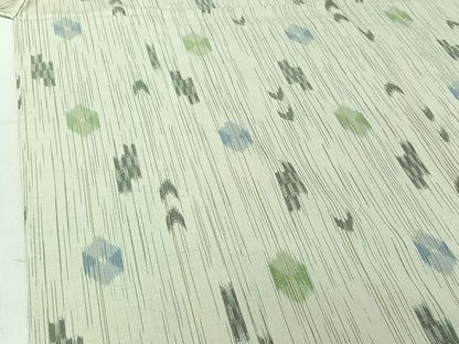 平和屋着物▽上質な紬 単衣 幾何学文様 正絹 逸品 AABF9174jh