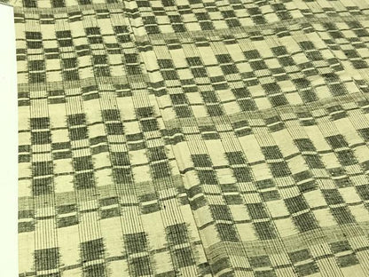 平和屋着物▽上質な紬　単衣　横段文　正絹　逸品　AABF9177jh