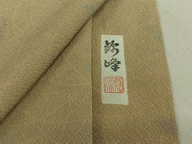 平和屋着物▽上質な小紋 単衣 作家物 芝文 鬼しぼ縮緬 正絹 逸品 AABF9182jh