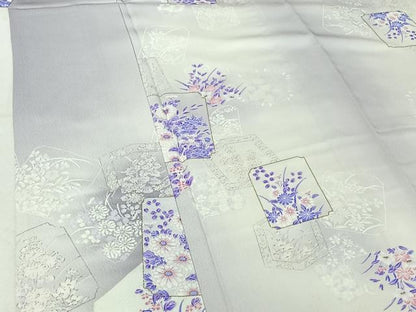 平和屋着物▽上質な小紋 単衣 色紙花文 暈し染め 金彩 正絹 逸品 AABF9185jh