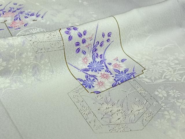 平和屋着物▽上質な小紋 単衣 色紙花文 暈し染め 金彩 正絹 逸品 AABF9185jh