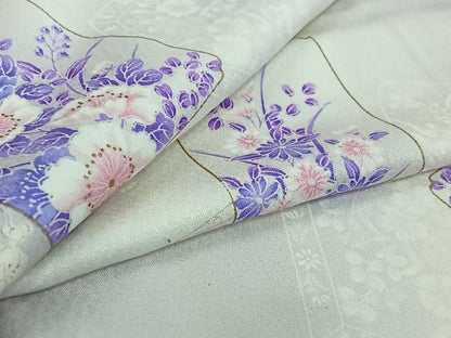 平和屋着物▽上質な小紋 単衣 色紙花文 暈し染め 金彩 正絹 逸品 AABF9185jh