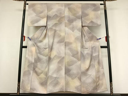 平和屋着物▽上質な小紋 単衣 草花文 暈し染め 正絹 逸品 AABF9189jh