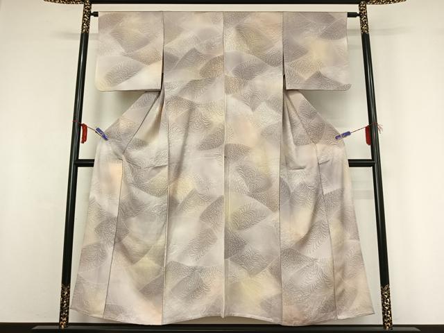 平和屋着物▽上質な小紋 単衣 草花文 暈し染め 正絹 逸品 AABF9189jh