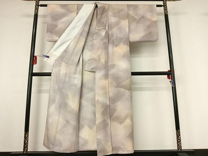 平和屋着物▽上質な小紋 単衣 草花文 暈し染め 正絹 逸品 AABF9189jh