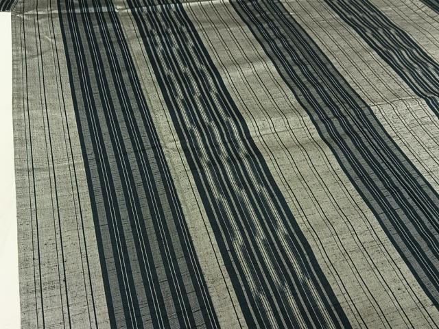 平和屋着物▽三代目市三郎 雅生紬會 紬 単衣 並樹絣 反端付き 正絹 逸品 AABF9193jh