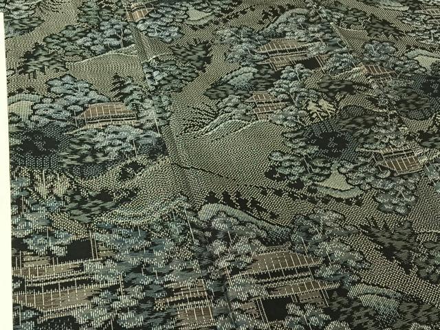 平和屋着物▽本場大島紬 単衣 風景文 正絹 逸品 AABF9194jh