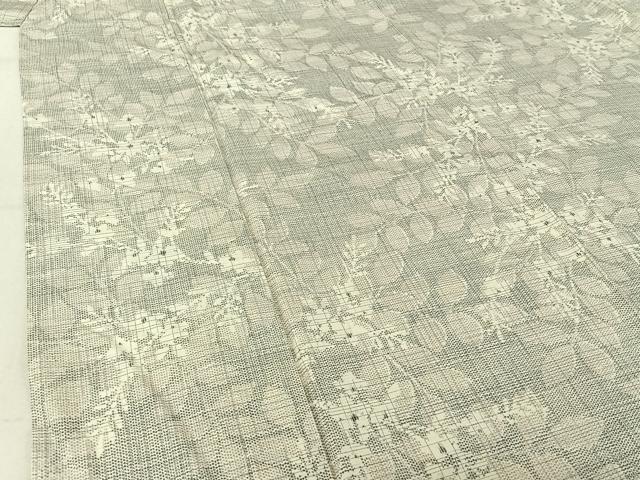 平和屋着物▽上質な紬 単衣 草花文 正絹 逸品 AABF9195jh