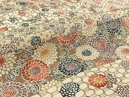 平和屋着物▽上質な紬 単衣 型染め 横段花文 三越扱い 正絹 逸品 AABF9198jh