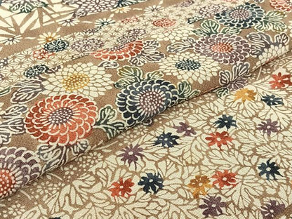 平和屋着物▽上質な紬 単衣 型染め 横段花文 三越扱い 正絹 逸品 AABF9198jh
