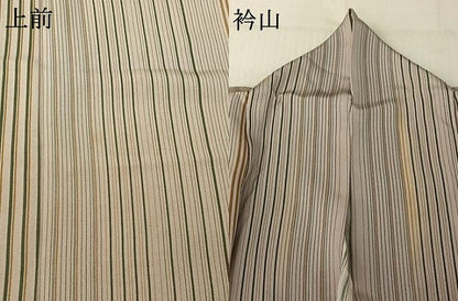 平和屋着物▽上質な小紋 単衣 縞 正絹 逸品 AABF9199jh