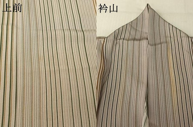 平和屋着物▽上質な小紋 単衣 縞 正絹 逸品 AABF9199jh