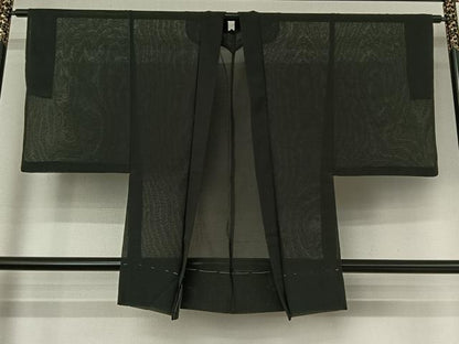 平和屋着物▽男性 羽織 スリーシーズン 春夏秋 塵除け 暗黒色 正絹 逸品 AABF9201jh