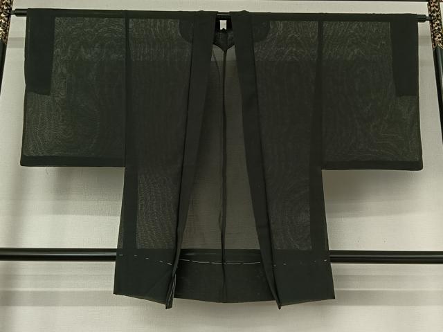 平和屋着物▽男性 羽織 スリーシーズン 春夏秋 塵除け 暗黒色 正絹 逸品 AABF9201jh