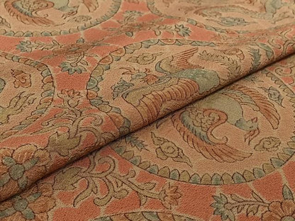 平和屋着物▽上質な小紋 単衣 花鳥丸文 龍 正絹 逸品 AABF9202jh