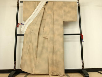 平和屋着物▽上質な小紋　単衣　流水文　暈し染め　正絹　逸品　AABF9208jh