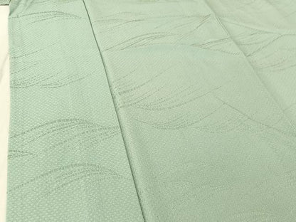 平和屋着物▽上質な色無地　単衣　流水地紋　錆青磁色　小田急百貨店扱い　正絹　逸品　AABF9209jh