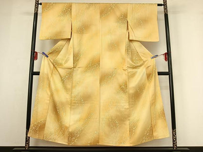 平和屋着物▽上質な小紋 単衣 草花文 暈し染め 正絹 逸品 AABF9210jh