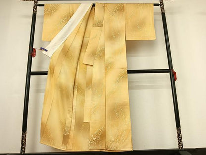 平和屋着物▽上質な小紋 単衣 草花文 暈し染め 正絹 逸品 AABF9210jh
