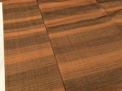 平和屋着物▽上質な紬　単衣　横段文　正絹　逸品　AABF9211jh