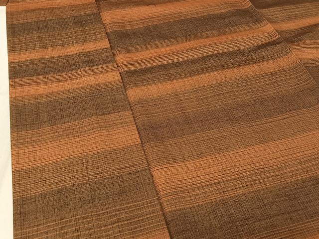 平和屋着物▽上質な紬　単衣　横段文　正絹　逸品　AABF9211jh