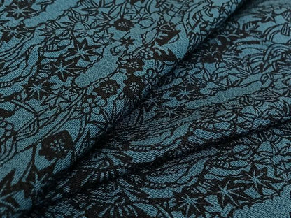 平和屋着物▽上質な小紋 単衣 藍 型染め 草花文 鬼しぼ縮緬 正絹 逸品 AABF9215jh