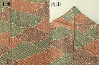 平和屋着物▽上質な小紋 単衣 雲取り吉祥文 正絹 逸品 AABF9216jh