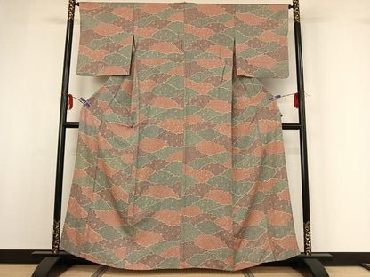 平和屋着物▽上質な小紋 単衣 雲取り吉祥文 正絹 逸品 AABF9216jh