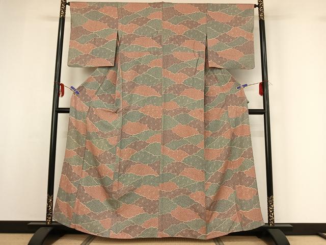 平和屋着物▽上質な小紋 単衣 雲取り吉祥文 正絹 逸品 AABF9216jh