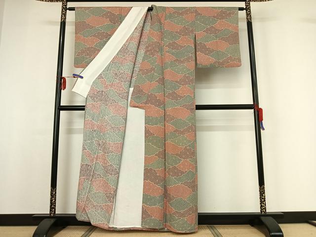 平和屋着物▽上質な小紋 単衣 雲取り吉祥文 正絹 逸品 AABF9216jh