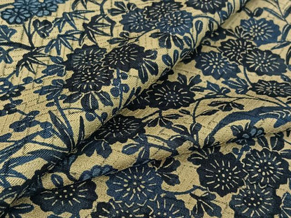 平和屋着物▽上質な小紋 単衣 藍 型染め 草花文 正絹 逸品 AABF9217jh