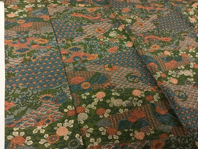 平和屋着物▽上質な小紋 単衣 吉祥花鳥文 正絹 逸品 AABF9221jh