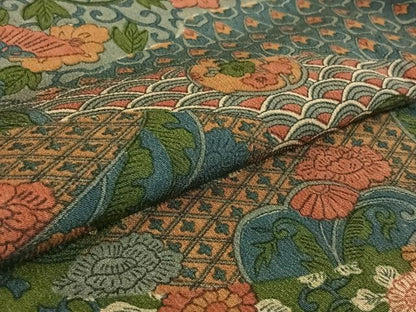 平和屋着物▽上質な小紋 単衣 吉祥花鳥文 正絹 逸品 AABF9221jh