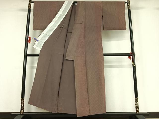 平和屋着物▽上質な小紋 単衣 麻の葉間道 正絹 逸品 AABF9223jh