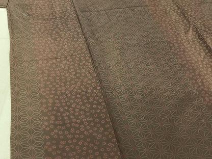 平和屋着物▽上質な小紋 単衣 麻の葉間道 正絹 逸品 AABF9223jh