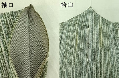 平和屋着物▽上質な小紋　単衣　縞　正絹　逸品　AABF9224jh