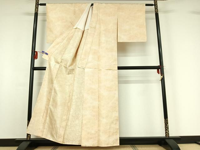 平和屋着物▽お召 単衣 草花文 暈し染め 正絹 逸品 AABF9226jh