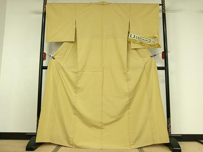 平和屋着物▽本塩沢 単衣 砥粉色 証紙付き 正絹 逸品 AABF9229jh