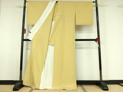 平和屋着物▽本塩沢 単衣 砥粉色 証紙付き 正絹 逸品 AABF9229jh