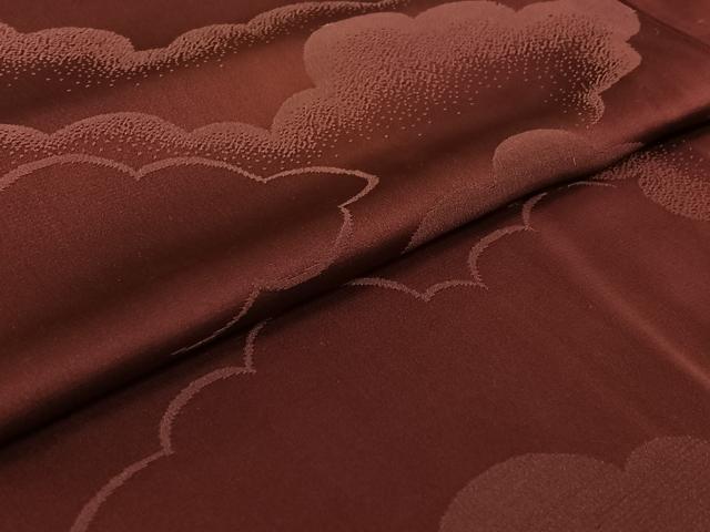 平和屋着物▽上質な小紋　単衣　雲取り吉祥文　暗紅色　正絹　逸品　AABF9232jh