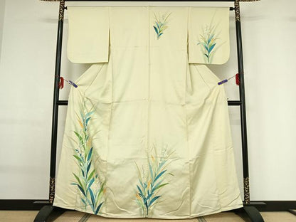 平和屋着物▽訪問着 単衣 草花文 暈し染め 正絹 逸品 AABF9235jh