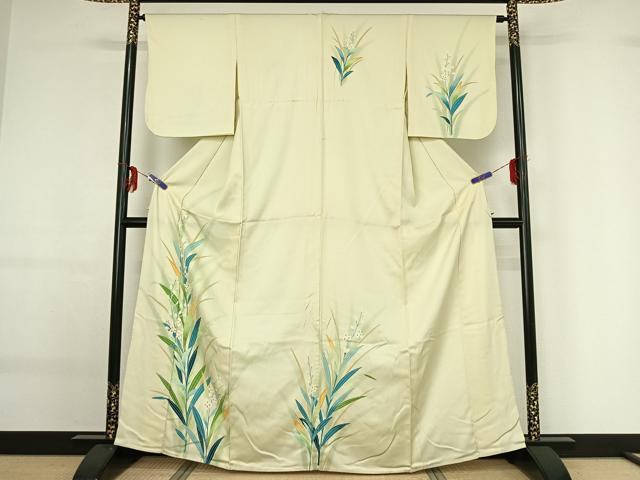 平和屋着物▽訪問着 単衣 草花文 暈し染め 正絹 逸品 AABF9235jh
