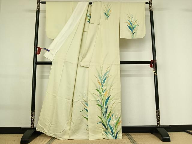 平和屋着物▽訪問着 単衣 草花文 暈し染め 正絹 逸品 AABF9235jh