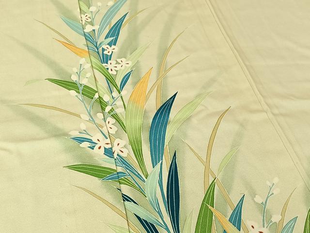 平和屋着物▽訪問着 単衣 草花文 暈し染め 正絹 逸品 AABF9235jh
