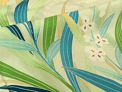 平和屋着物▽訪問着 単衣 草花文 暈し染め 正絹 逸品 AABF9235jh