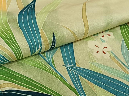 平和屋着物▽訪問着 単衣 草花文 暈し染め 正絹 逸品 AABF9235jh