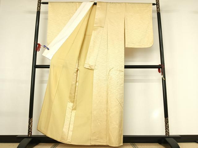平和屋着物▽上質な色無地　単衣　芝地紋　砥粉色　正絹　逸品　AABF9237jh