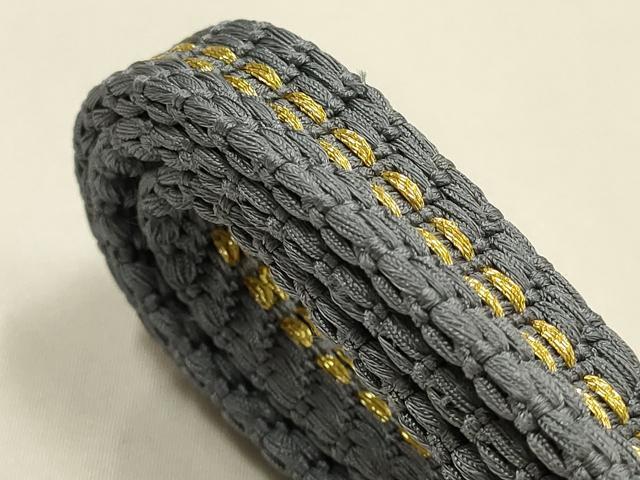 平和屋着物●和装小物　帯締め・帯揚げセット　平組　間道　金糸　丹後ちりめん　正絹　逸品　未使用　AABF9248ay