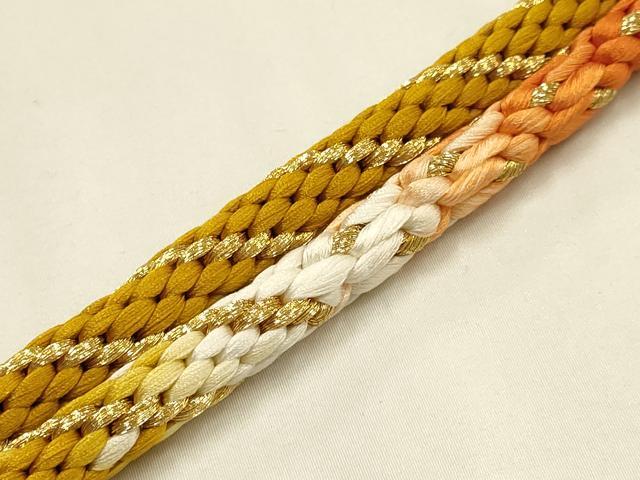 平和屋着物●和装小物　帯締め・帯揚げセット　振袖用　丸組　総絞り　吉祥模様　金糸　金彩　撚り房　逸品　AABF9249ay