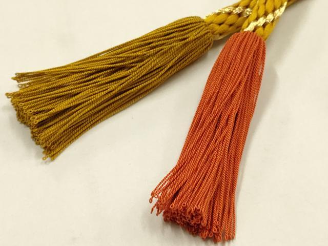 平和屋着物●和装小物　帯締め・帯揚げセット　振袖用　丸組　総絞り　吉祥模様　金糸　金彩　撚り房　逸品　AABF9249ay